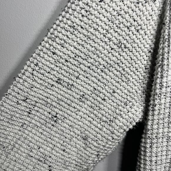 Talbots Sweater Coat Jacket White Gray Belted Lined Pockets Casual Comfy Cozy XL - Picture 3 of 9